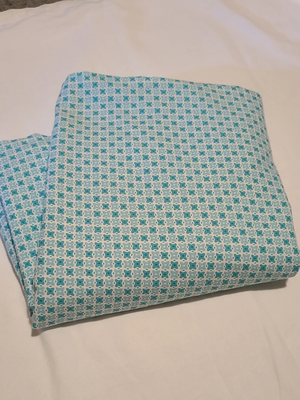 Fabric Abstract Flower Teal White Quilting Sewing Crafting Over Classic Cottons